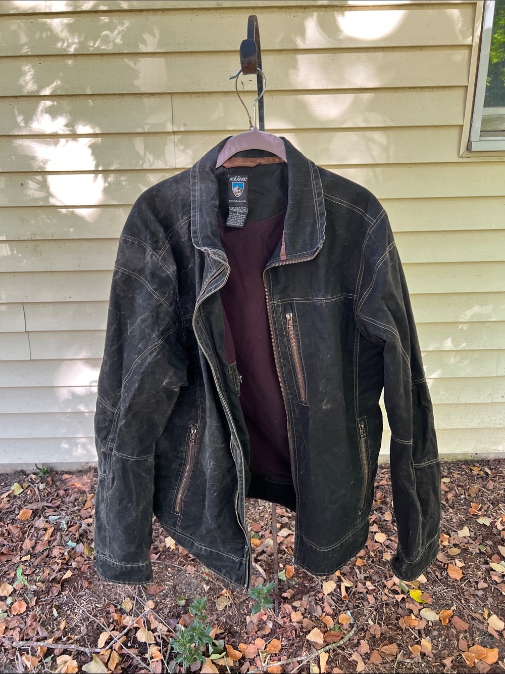 Kuhl Black Bomber Jacket with Maroon Interior